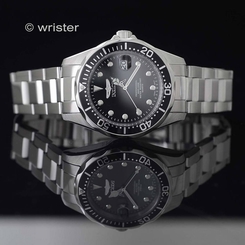 Invicta Pro Diver Black Dial Silver Tone Stainless Steel 37.5mm Mens Dive Watch