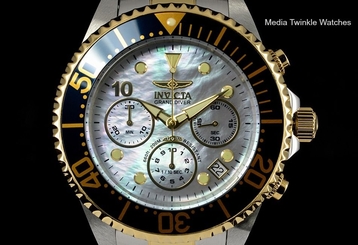 Invicta 47mm GRAND DIVER Chronograph TwoTone Gold Tone Platinum MOP Dial Watch