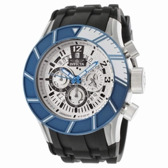 NEW Invicta Mens 14025 Pro Diver Chronograph Silver Textured Dial Black Polyuret