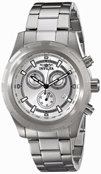 Invicta Mens Specialty Silver Dial Quartz Chronograph Stainless Steel Watch