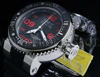 NEW Invicta 52mm Grand Pro Diver Gray Dial Red Accent S.S Silicone Strap Watch