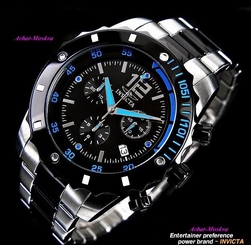 Invicta Men's II Collection Swiss Chronograph Black Dial Stainless Steel Watch