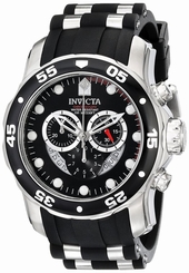 Invicta Men's 6977 Pro Diver Collection Chronograph Black Dial Black Polyuret... 843836069779