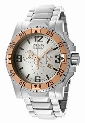 Invicta Mens Reserve Excursion Swiss Made Chronograph Silver Dial SS Watch NEW