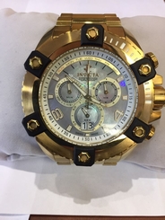 Mens Invicta Reserve Arsenal Watch Gold Plated 63mm Silver Swiss Chronograph