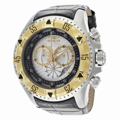 New Mens Invicta 12697 Excursion Sport Gold Tone Bezel Chronograph Leather Watch