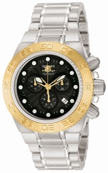 New Mens Invicta 10852 Subaqua Black Dial Gold Bezel Swiss Chronograph Watch