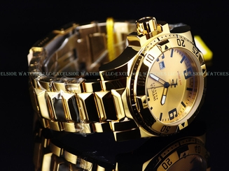 Invicta Reserve 50mm Excursion Swiss Made Quartz 18kt Gold IP High Polish Watch
