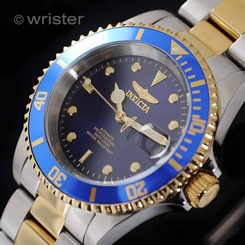 Invicta Pro Diver Automatic 18k Gold Plated SS Blue Dial Two Tone NEW Mens Watch
