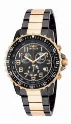 New Men's Invicta 17316 Specialty Swiss Chrono Black Dial Two Tone Steel Watch