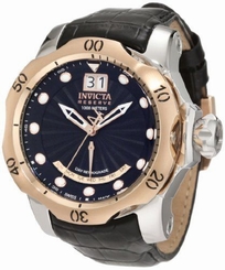 Invicta 1593 Men's Reserve Retrograde Black Dial Black Leather Watch