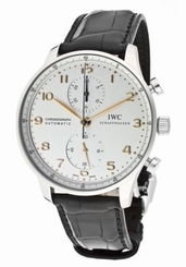 New IWC Portugieser Automatic Chronograph Silver Gold Dial Men's Watch IW371445 7640127776841