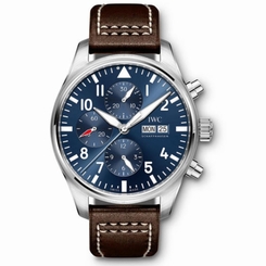 NEW IWC Pilot Steel Automatic 43mm Midnight Blue Dial Chronograph Watch IW377714
