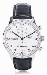 New IWC Portugieser Automatic Chronograph Blue Leather Strap Mens Watch IW371446