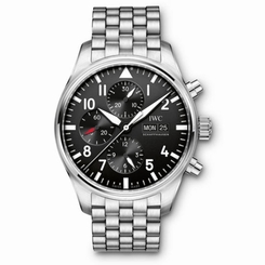 NEW IWC Pilot Steel Automatic 43mm Black Dial Chronograph Mens Watch IW377710