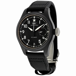 IWC MEN'S BIG PILOT TOP GUN 46MM BLACK LEATHER BAND AUTOMATIC WATCH IW502001