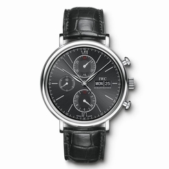 NEW IWC Portofino Chronograph Black Dial Steel 42mm Automatic Watch IW391008 7640127776360