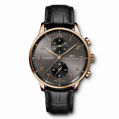 NEW IWC Portuguese Automatic Chronograph Dark Grey Dial Pink Gold 41mm IW371482 7640127774878