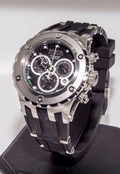 Men's Invicta 0524 Subaqua Reserve Swiss Silver Black Dial Black Poly Watch