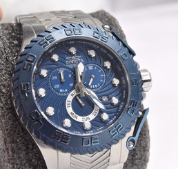 Invicta Men's 12943 Pro Diver Chronograph Blue Textured Dial Stainless Watch