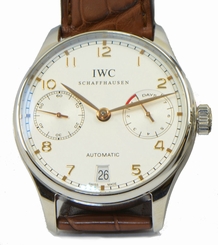 New IWC Portuguese 7 Day Power Reserve Gold Automatic Watch IW500114 Box Papers 7640127774984