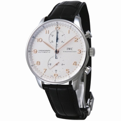 IWC MEN'S PORTUGIESER BLACK LEATHER BAND STEEL CASE AUTOMATIC WATCH IW371445 7640127776841