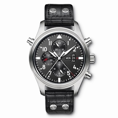NEW IWC Pilots Watch Double Chronograph Black Dial Steel 46mm IW377801 7640127777237