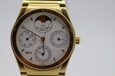 IWC 3540 Ingenieur Perpetual Calendar 18k Yellow Gold Brown Leather 36j Watch