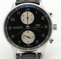 IWC Portuguese 3714 Black Panda Dial Chronograph Automtic Mens Watch w/ Papers