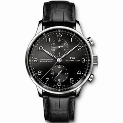 IWC MEN'S 41MM BLACK LEATHER BAND STEEL CASE AUTOMATIC WATCH IW371447
