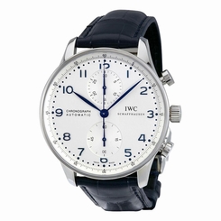 IWC MEN'S PORTUGIESER BLUE LEATHER BAND STEEL CASE AUTOMATIC WATCH IW371446