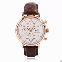 IWC Portofino Chronograph IW391020 18kt Rose Gold Silver Dial NEW Ret: $15,100 7613268368244