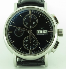 IWC Portofino 3783 Chronograph Steel Automatic Day Date chrono Black Dial 42mm