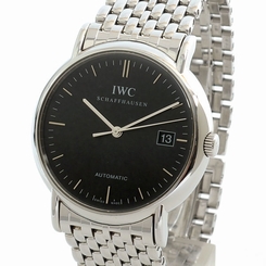 Pre-Owned IWC Portofino All SS Black Dial Men's Automatic Wristwatch IW353306,MR
