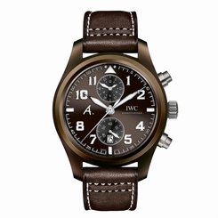 IWC MEN'S PILOTS 46MM BROWN LEATHER BAND CERAMIC CASE AUTOMATIC WATCH IW388004