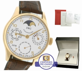 IWC Portuguese Perpetual Calendar 502213 18K Rose Gold Silver Moonphase Watch