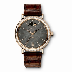 IWC WOMEN'S PORTOFINO 37MM LEATHER BAND STEEL CASE AUTOMATIC WATCH IW459003
