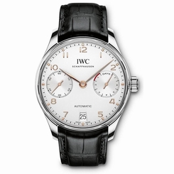 IWC MEN'S 42MM BLACK LEATHER BAND STEEL CASE AUTOMATIC ANALOG WATCH IW500704