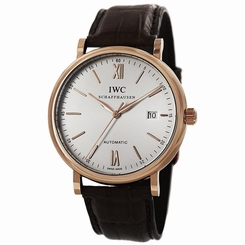 IWC MEN'S 40MM LEATHER BAND ROSE GOLD PLATED CASE AUTOMATIC WATCH IW356504