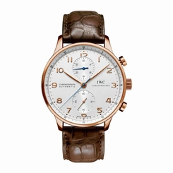 IWC MEN'S PORTUGIESER BROWN LEATHER BAND STEEL CASE AUTOMATIC WATCH IW371480