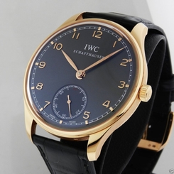 IWC Portuguese Hand Wound IW545406 18kt Rose Gold Grey Dial Retail: $17,500