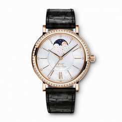 IWC WOMEN'S PORTOFINO 37MM BLACK LEATHER BAND AUTOMATIC ANALOG WATCH IW459002