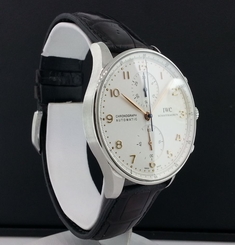 IWC Portuguese 40.9mm Chronograph Watch Stainless Steel IW371445 Silver Dial 7640127776841