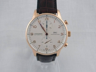  IWC Portuguese Chronograph Rose Gold IW3714-80 Silver Dial Mens Watch