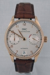 IWC Portuguese Automatic 7 Day Power Reserve 18k Rose Gold Silver Dial