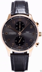 IWC IW371482 Portuguese Automatic Chronograph ROSE GOLD Grey Dial Retail $16,600 7640127774878