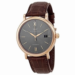 IWC MEN'S 40MM LEATHER BAND ROSE GOLD PLATED CASE AUTOMATIC WATCH IW356511