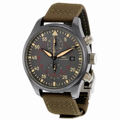IWC MEN'S PILOT 44MM GREEN LEATHER BAND CERAMIC CASE AUTOMATIC WATCH IW389002