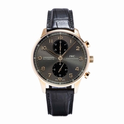IWC MEN'S PORTUGIESER BLACK LEATHER BAND STEEL CASE AUTOMATIC WATCH IW371482 7640127774878