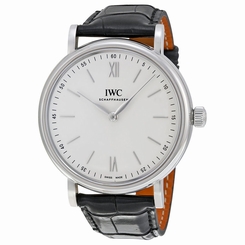 IWC Portofino Silver Dial 18K Rose Gold Brown Alligator Mens Watch 5111-02